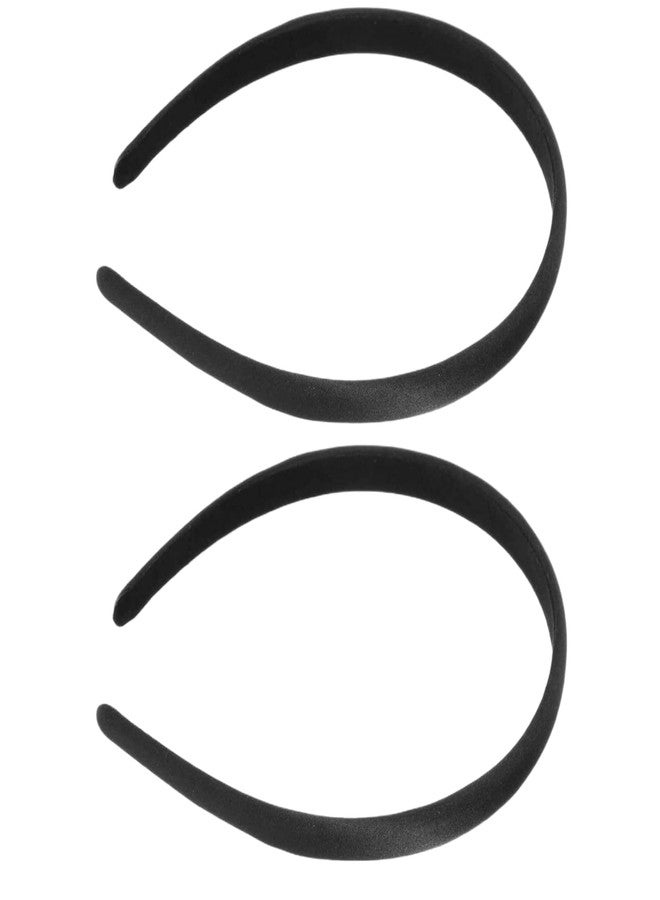 Tnyvm 2Pcs Black Headbands Wide Satin Fashion Solid Hoops Anti-slip Plain DIY Hair Accessories Gifts for Women Girl - Image 1